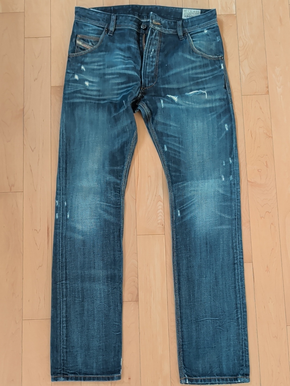 Vintage Diesel Krooley Distressed Blue Straight Jeans W31L34